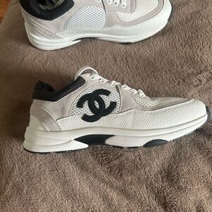 Chanel White and Black Sneakers